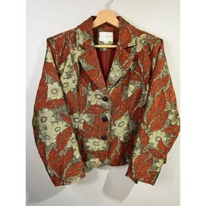 Vintage Erin London Tapestry Floral Damask Blazer Jacket Sz PL Business Mature